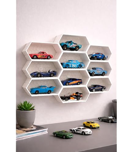 Wyn Vouge Honeycomb Wall Mount Display Shelf (Cars not Included